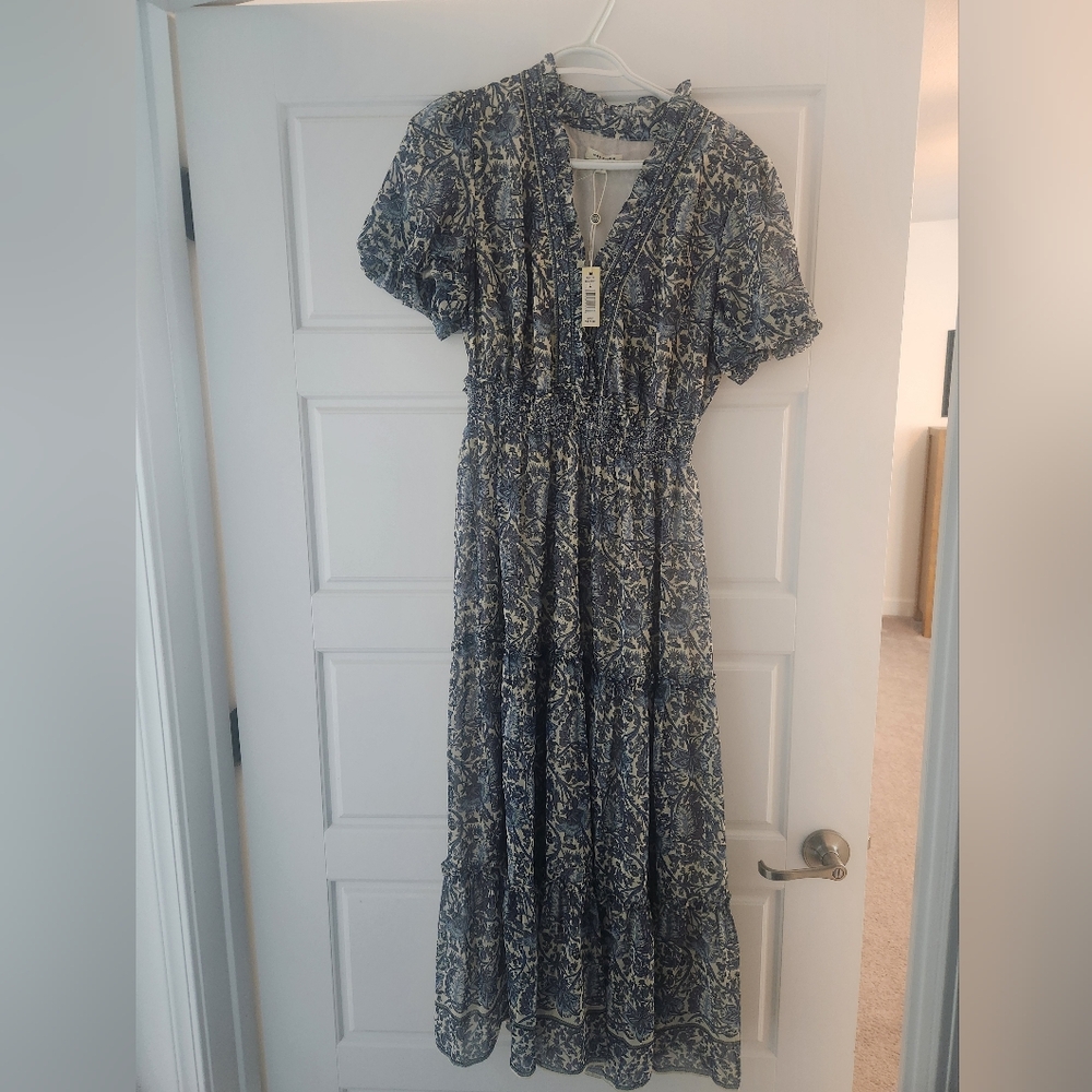 Max Studio Blue And White Maxi Dress